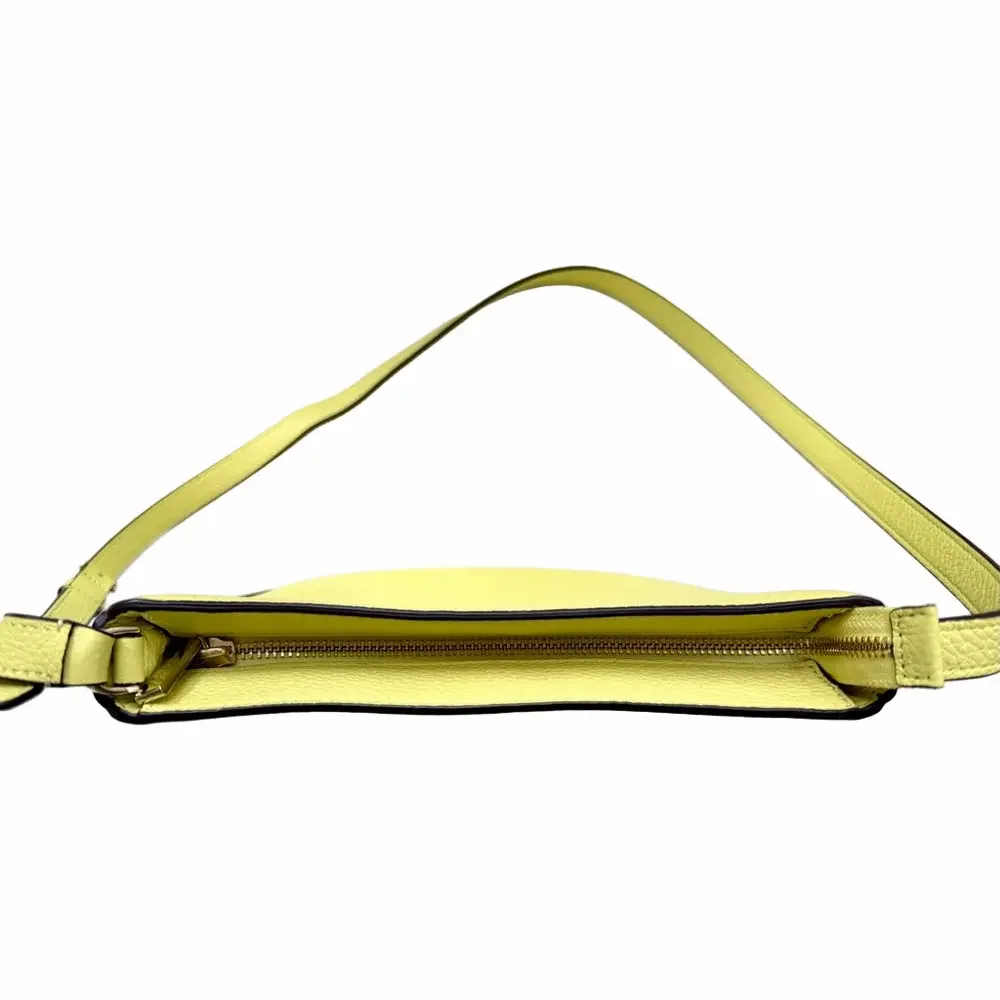 Kate Spade Leila Top Zip Crossbody Bag Frosty Lime Yellow Pebbled Leather Purse
